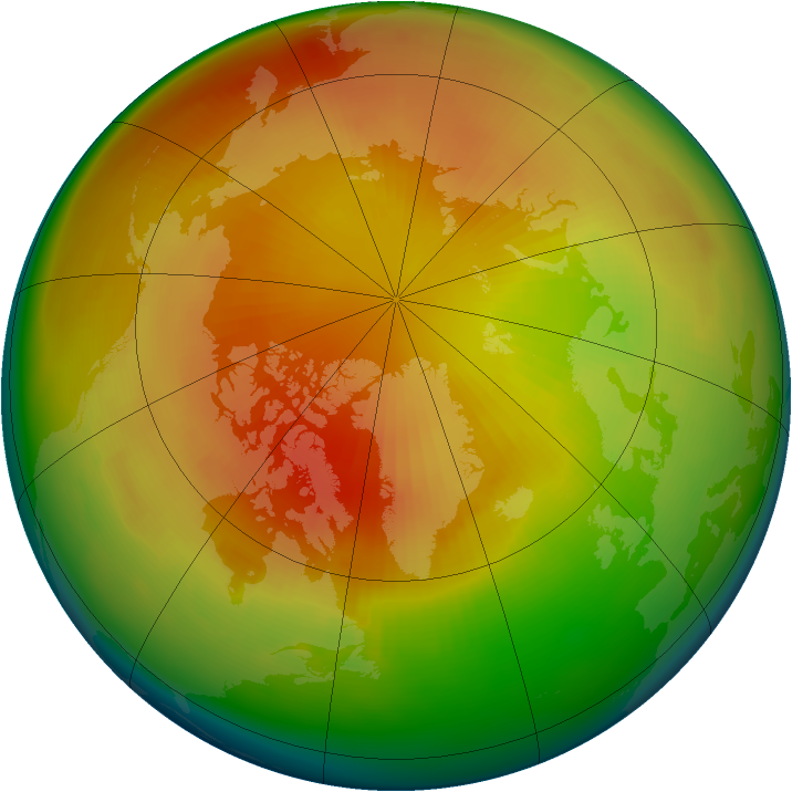 Arctic ozone map for March 1983